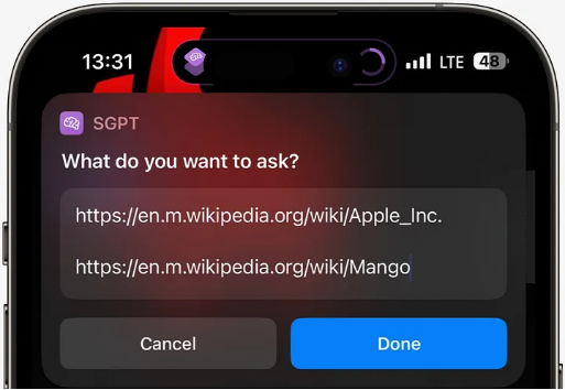 “我在 iPhone 上，創(chuàng)建了個(gè) ChatGPT 快捷方式，這也太萬(wàn)能了……”