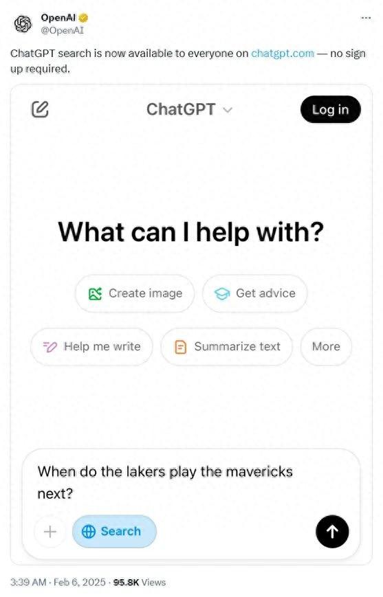 OpenAI：免費(fèi)開放ChatGPT搜索，無需注冊